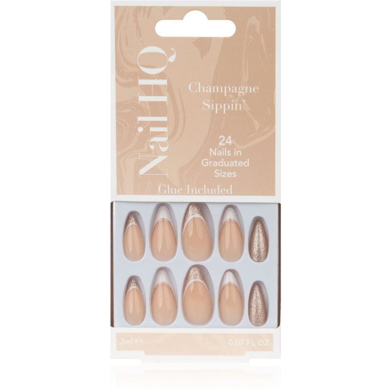 Nail HQ Almond umělé nehty Champagne Sippin' 24 ks