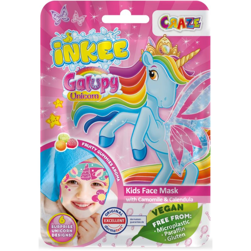 Craze INKEE Unicorn plátýnková maska pro děti 5y+ 1 ks