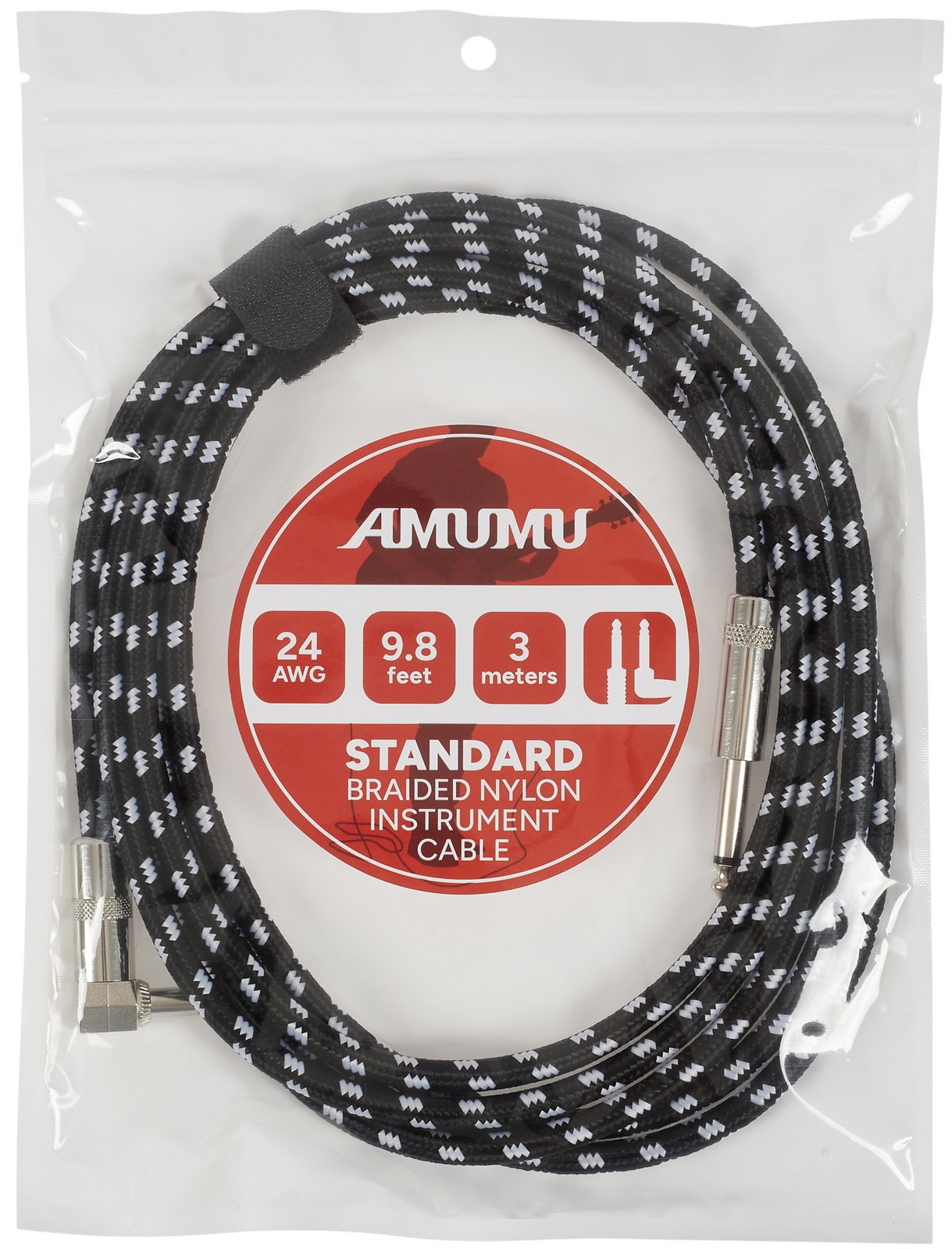 Amumu S30W-SA-3M Braided Nylon Instrument Cable