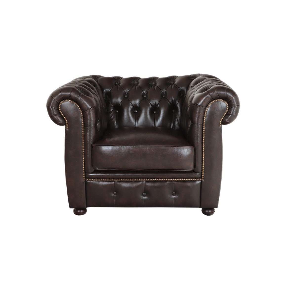 indickynabytek.cz - Pohovka jednomístná Chesterfield Liverpool z pravé hovězí kůže Brown