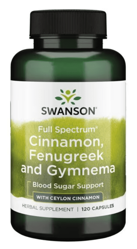 Swanson Full Spectrum Cinnamon, Fenugreek and Gymnema (skořice, pískavice řecké seno, gymnema), 120 kapslí