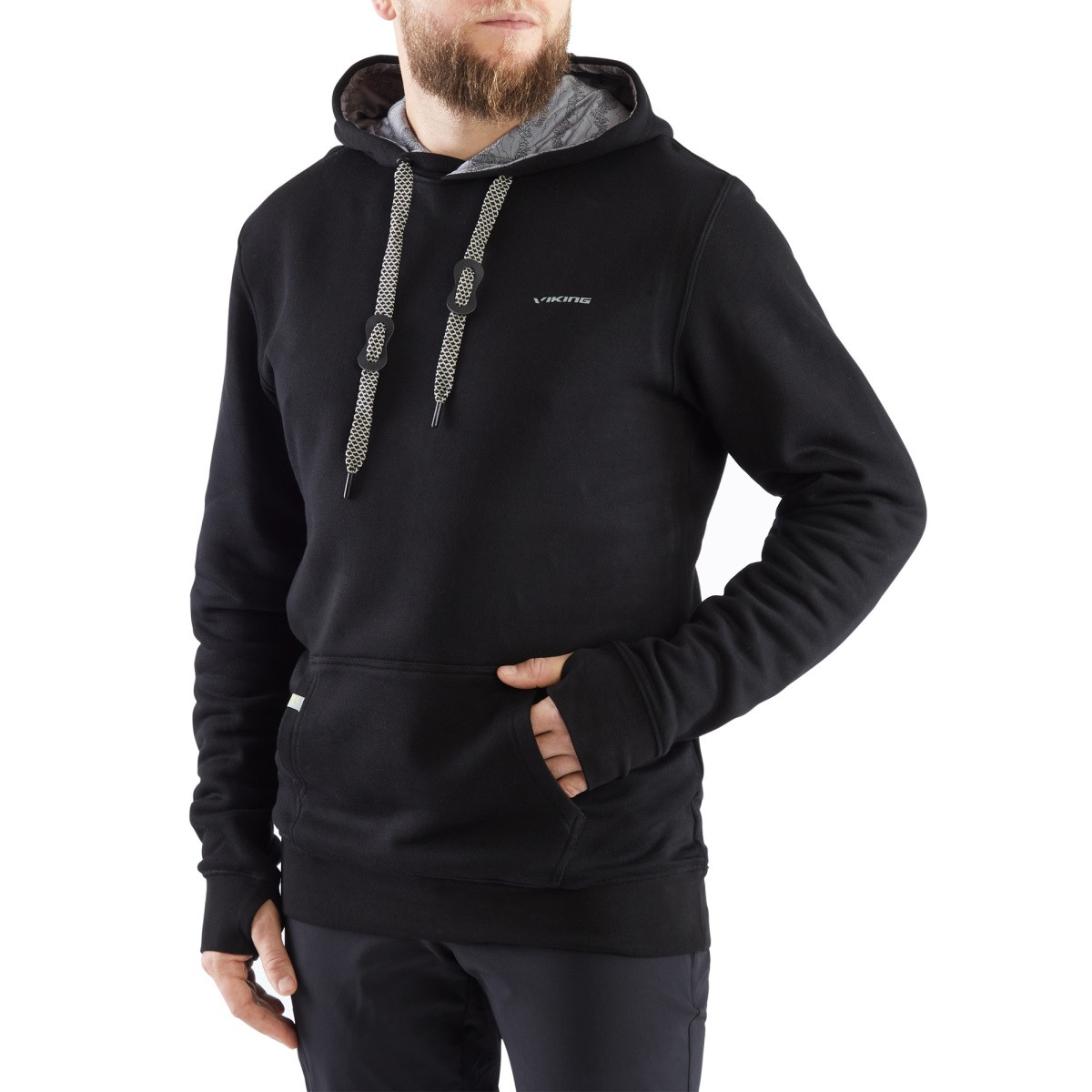 Pánská mikina s kapucí viking laxa bamboo černá s