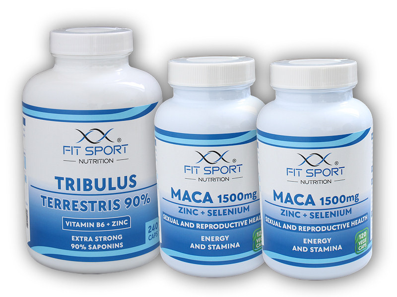 FitSport Nutrition Tribulus Terrestris 90% + Vitamin B6 + Zinc 240cps + 2x Maca 1500mg 120cps