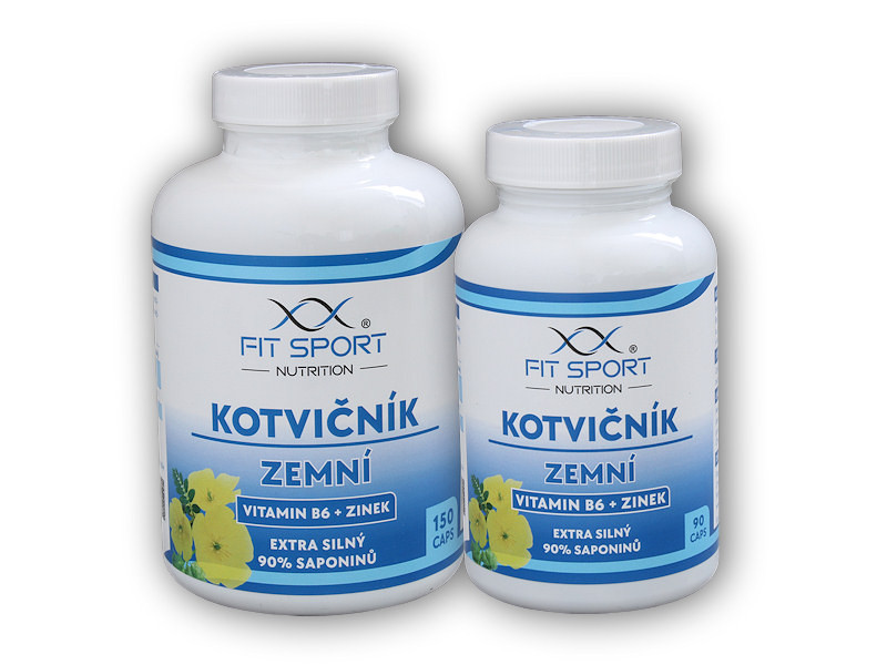 FitSport Nutrition Kotvičník zemní 90% + Vitamin B6 + Zinek 150 kapslí + 90 kapslí
