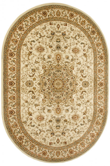 Koberec Super Rose D373A Ornament světle béžový / krémový ovál