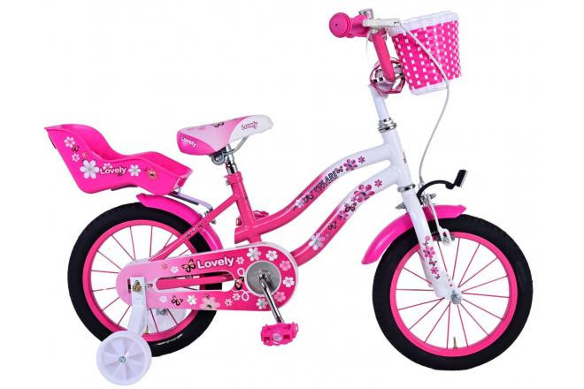 VOLARE - Detský bicykel Lovely - dievčenský - 14 palcov - ružový Biely