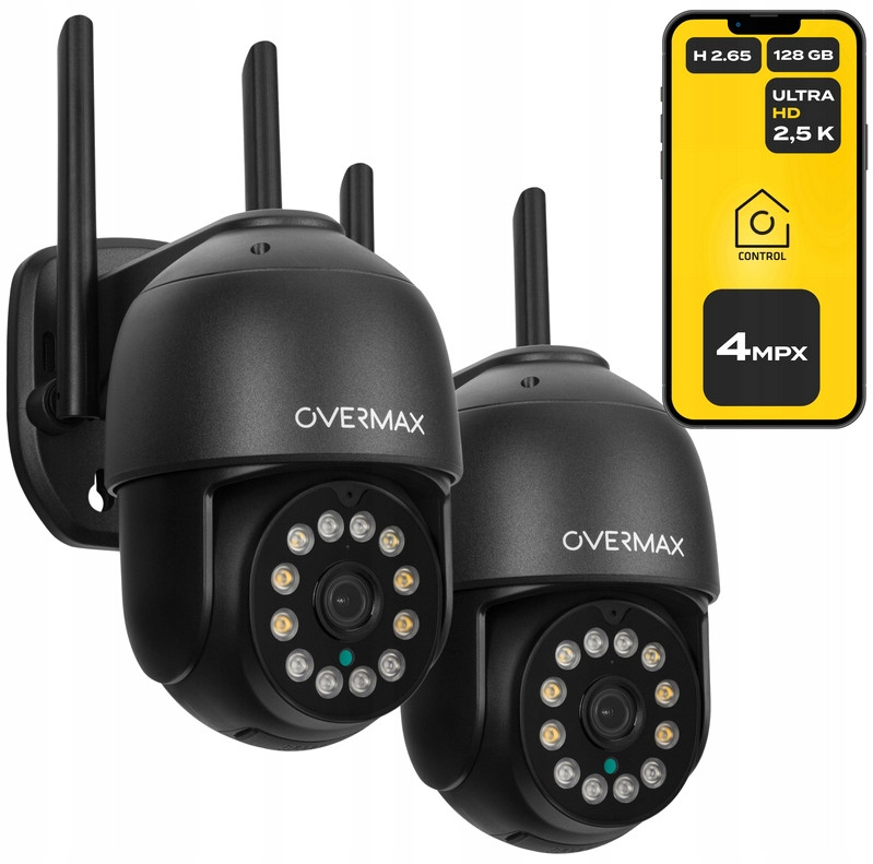 2x Venkovní Otočná Kamera 25s Lan 12 Led Diod IP66 Wifi Full Hd 4x Zoom