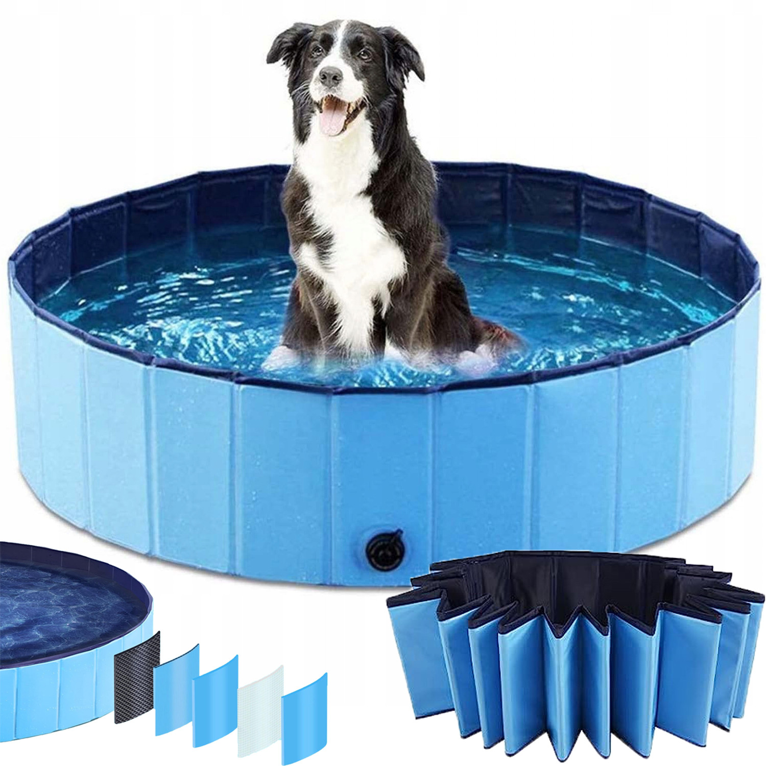 Bazén Pro Psa Velká Zvířata Rozpěrný Zahradní Skládací Modrý 100x30cm