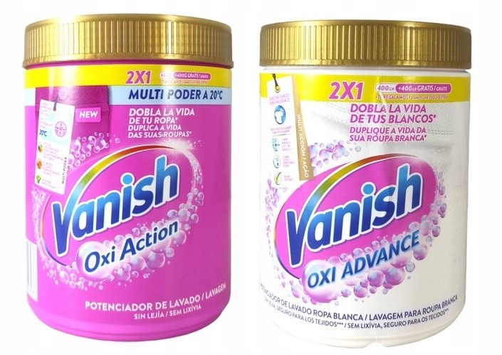 Vanish Universal Bílý odstraňovač skvrn na textil 2 x 900 G Španělsko