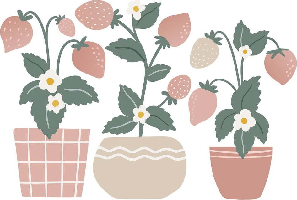 Dětské samolepky v sadě 3 ks 50x34 cm Strawberries Plants – Lilipinso