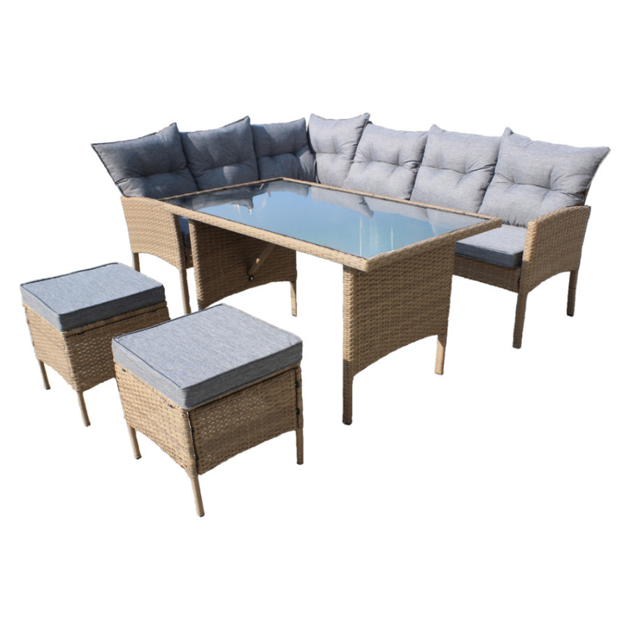 Tempo Kondela Zahradní ratanový set RANDI - přírodní/světle šedá