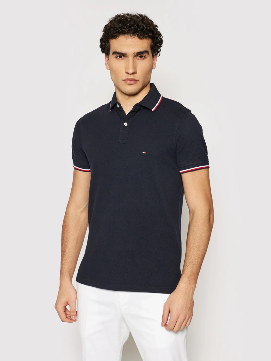 Tommy Hilfiger pánské tmavě modré polo tričko - M (DW5)