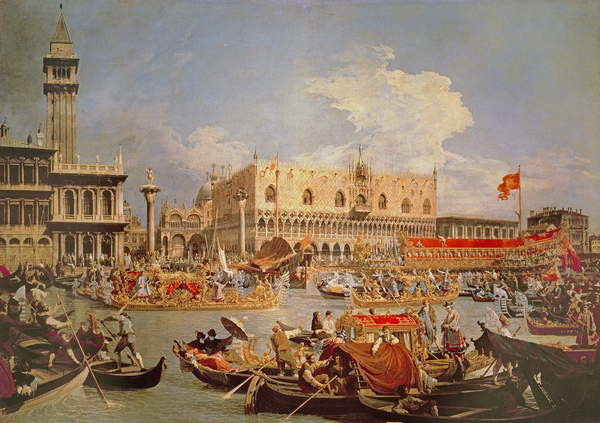 (1697-1768) Canaletto (1697-1768) Canaletto - Obrazová reprodukce Return of the Bucintoro on Ascension Day, (40 x 26.7 cm)