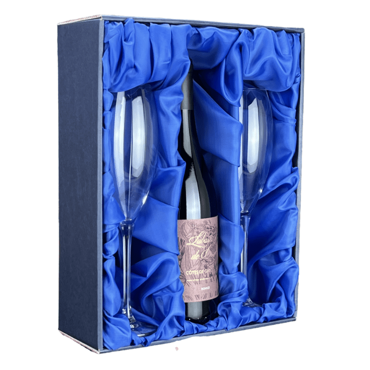 Rottweis Dárková krabice na 2 sklenice na šampaňské s prostorem na láhev modro modrá