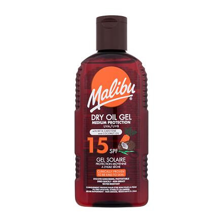 Malibu Dry Oil Gel With Beta Carotene and Coconut Oil SPF15 voděodolný olejový gel na opalování 200 ml