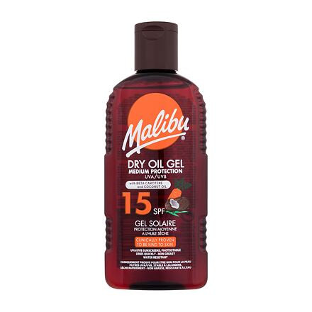Malibu Dry Oil Gel With Beta Carotene and Coconut Oil SPF15 unisex voděodolný olejový gel na opalování 200 ml