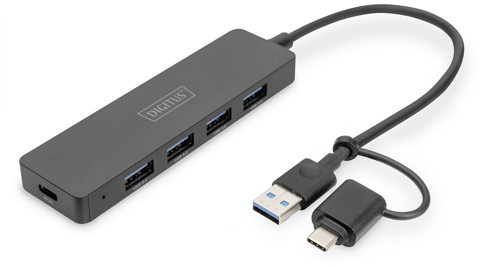 Digitus DA-70235 USB 3.0-hub s konektorem USB C černá