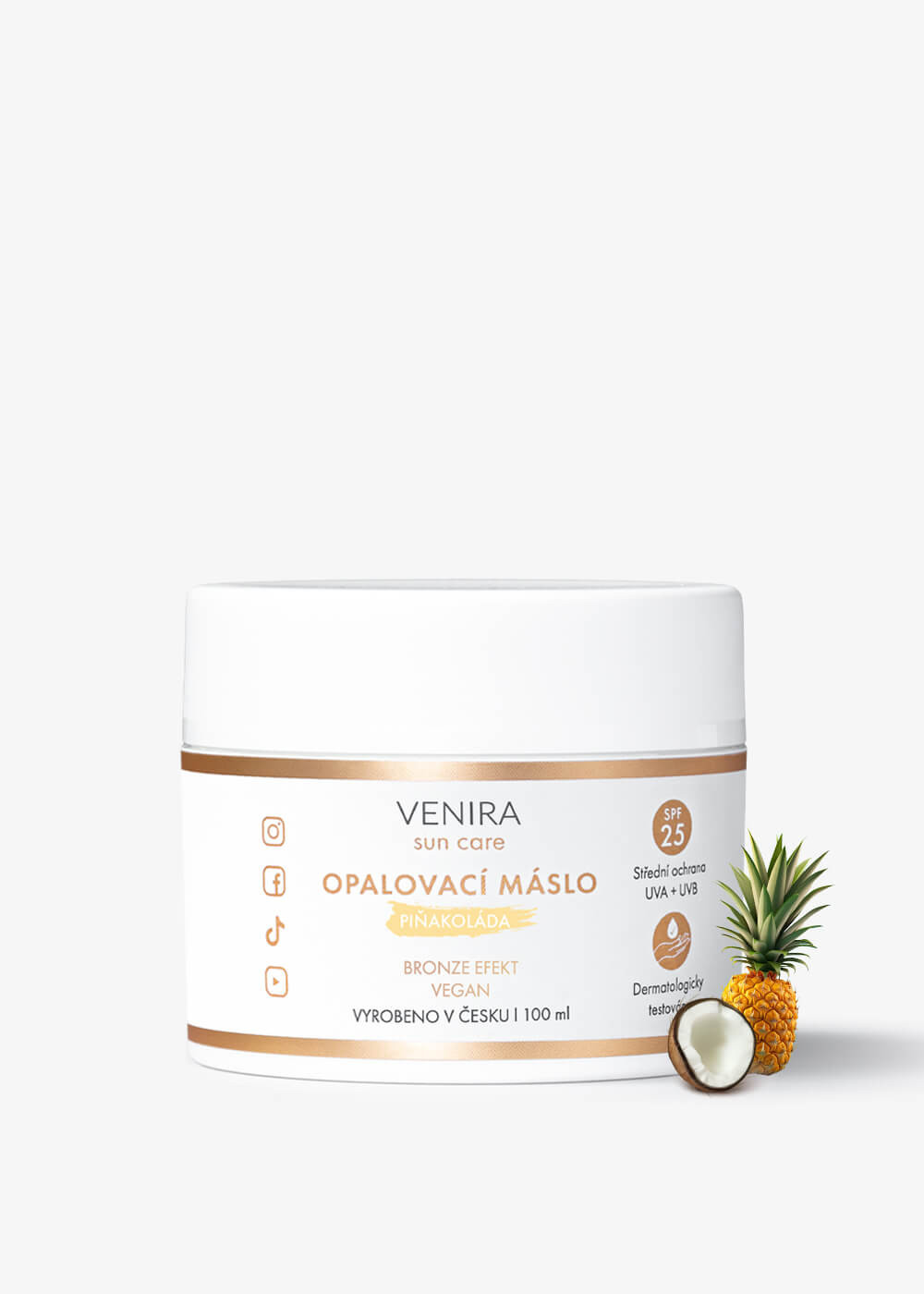 VENIRA opalovací máslo, bronze, SPF 25, piňakoláda, 100 ml