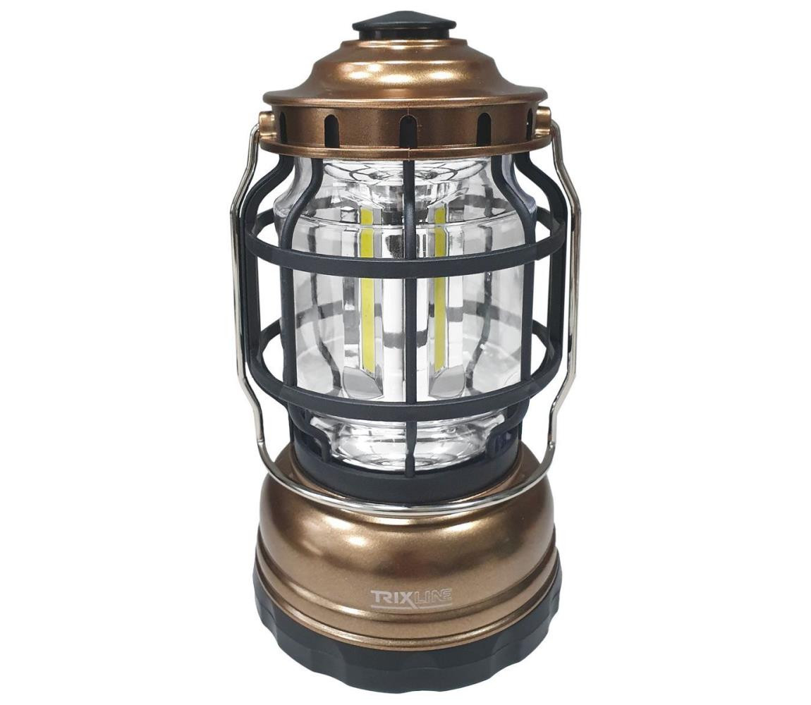 LED Stmívatelná přenosná kempingová lampa 3xLED/3W/3xAA IPX4 zlatá