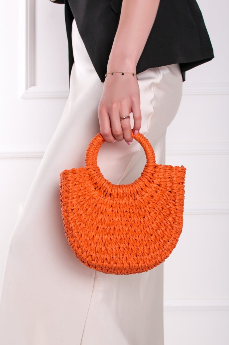 Oranžová slamená kabelka do ruky Arella