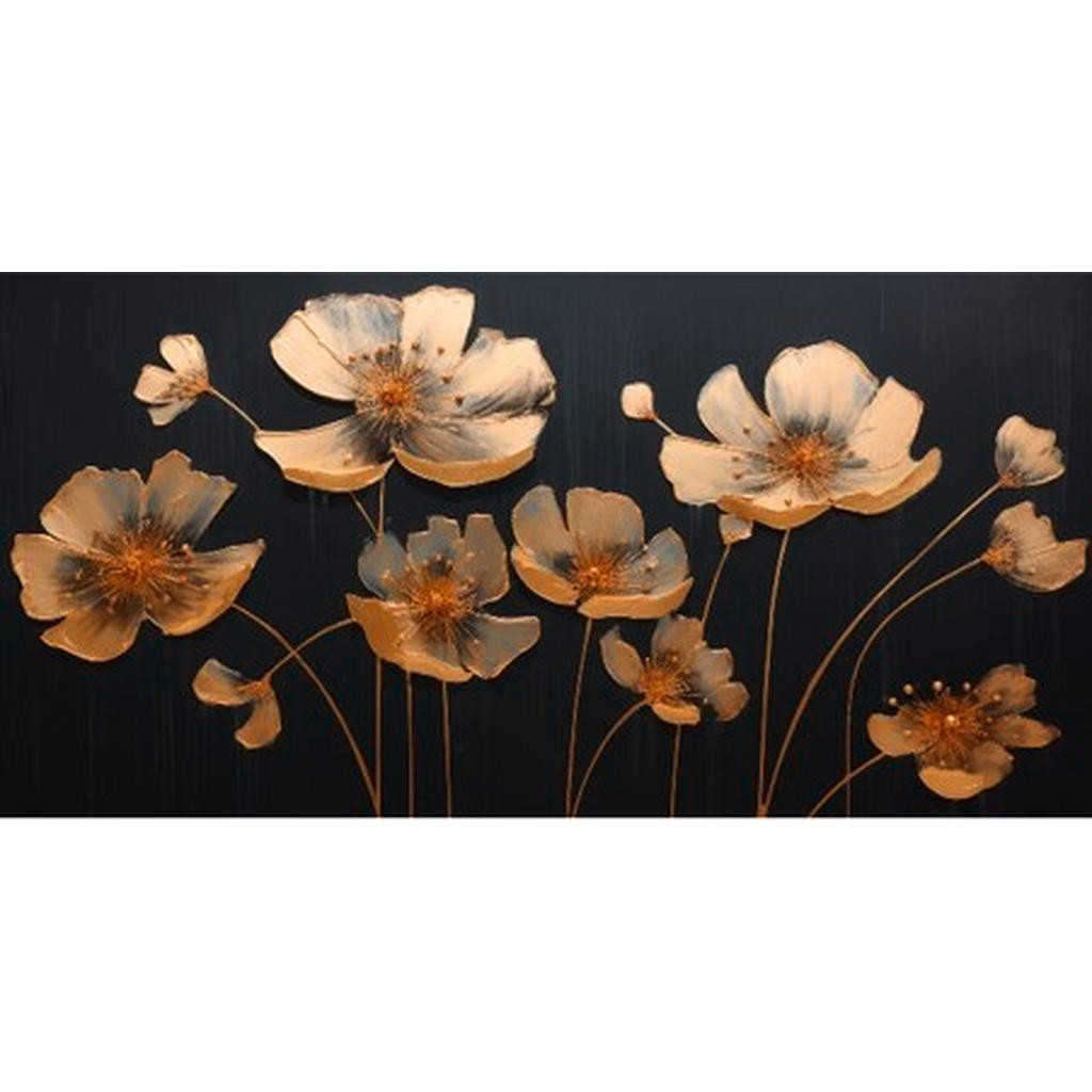 OBRAZ NA HLINÍKOVÉ DESCE, květiny, 100/50/2 cm