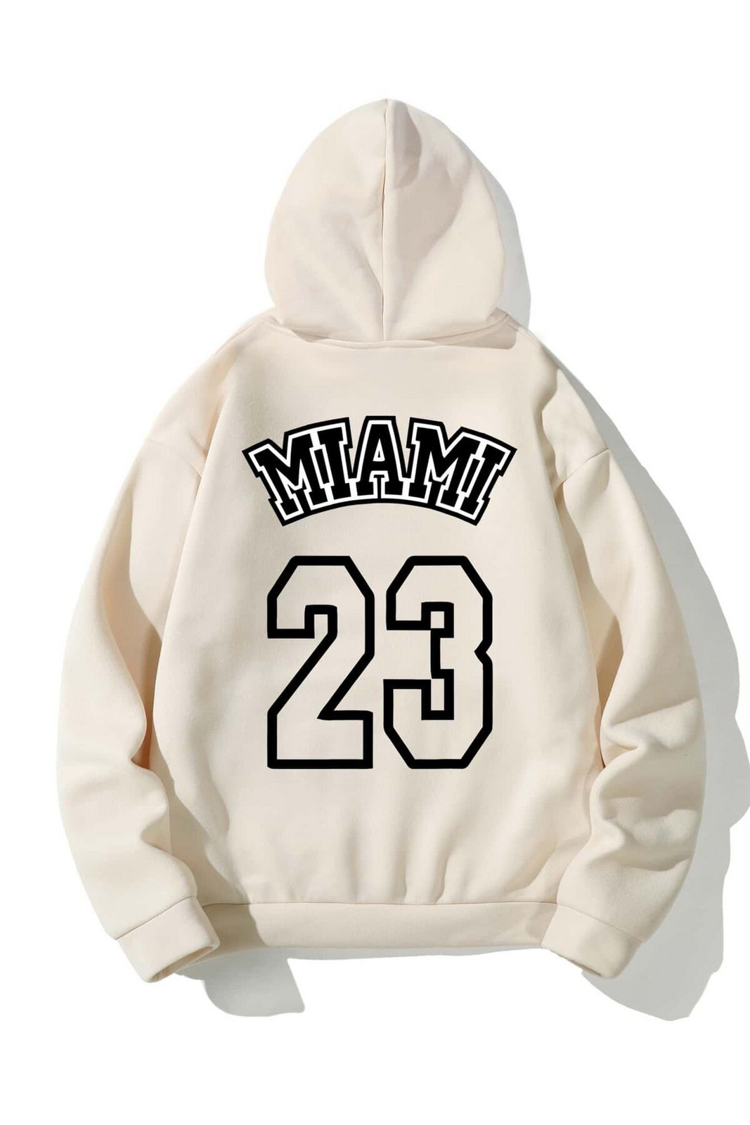 Know Unisex Ecru Miami 23 Printed Hoodie with Sweatshirt.