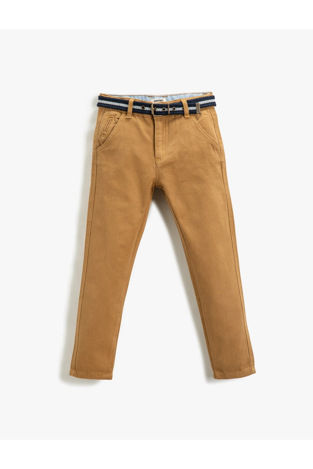 Koton Fabric Trousers Slim Fit Belt, Pockets, Adjustable Elastic Waist, Adjustable Elastic Waist.