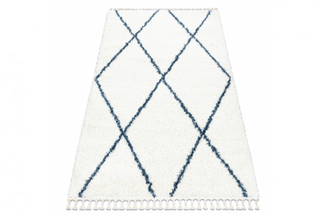 Koberec UNION 3683 Kratka, trellis krém / modrý Fredzle berber marocký shaggy