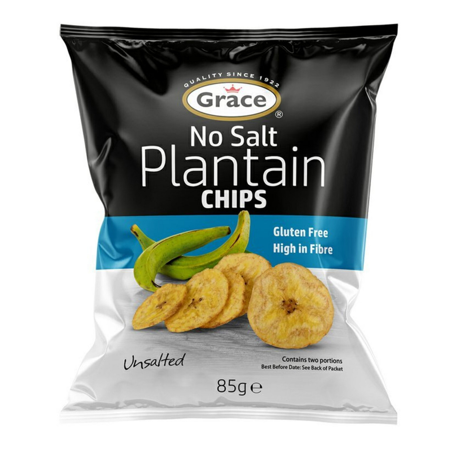 Grace Bezlepkové chipsy ze zelených banánů plantain nesolené 85 g