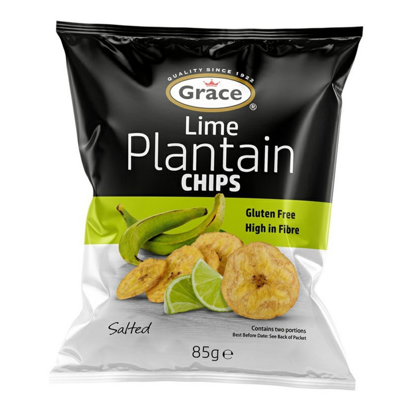 Grace Bezlepkové chipsy ze zelených banánů plantain s limetkou 85 g