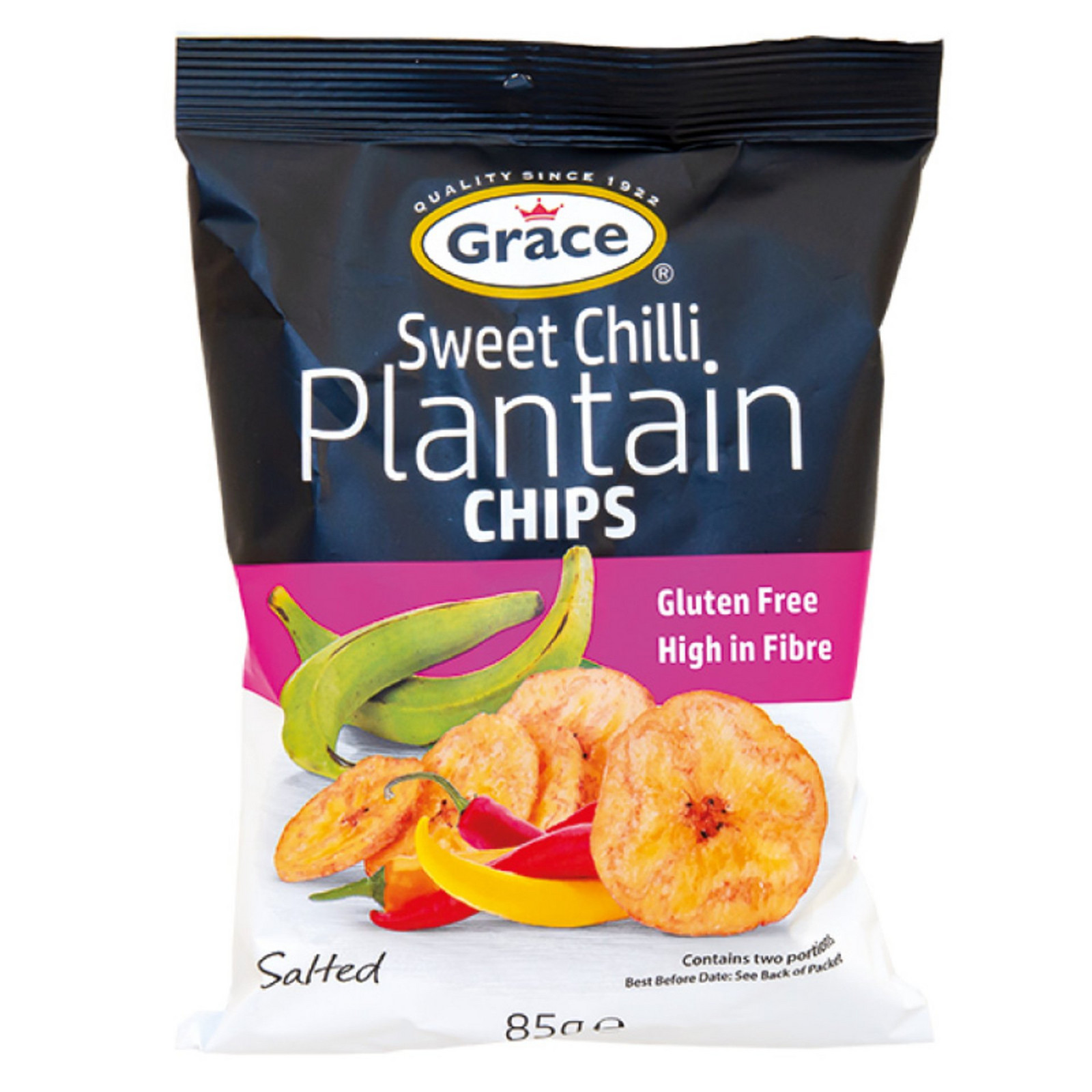 Grace Bezlepkové chipsy ze zelených banánů plantain sweet chilli 85 g