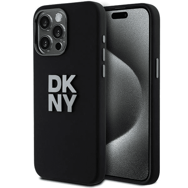 DKNY Liquid Silicone Metal Logo Case pro iPhone 15 Pro - černé