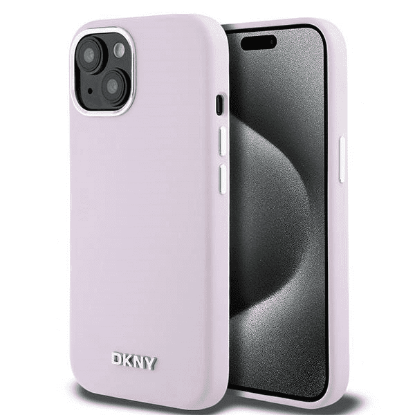 DKNY Liquid Silicone Small Metal Logo MagSafe pro iPhone 14 / 15 / 13 - růžové