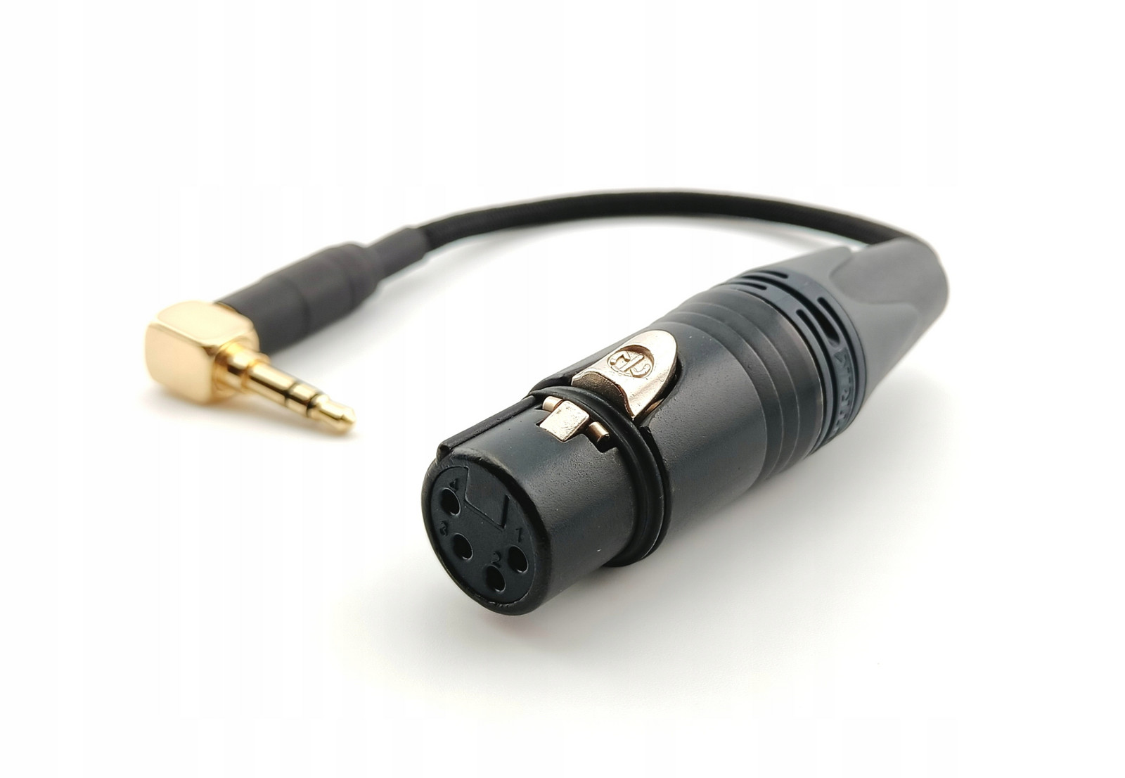 Adaptér Vyvážený Xlr zásuvka 4 Pin Jack 3,5mm úhel Canare opletení barvy