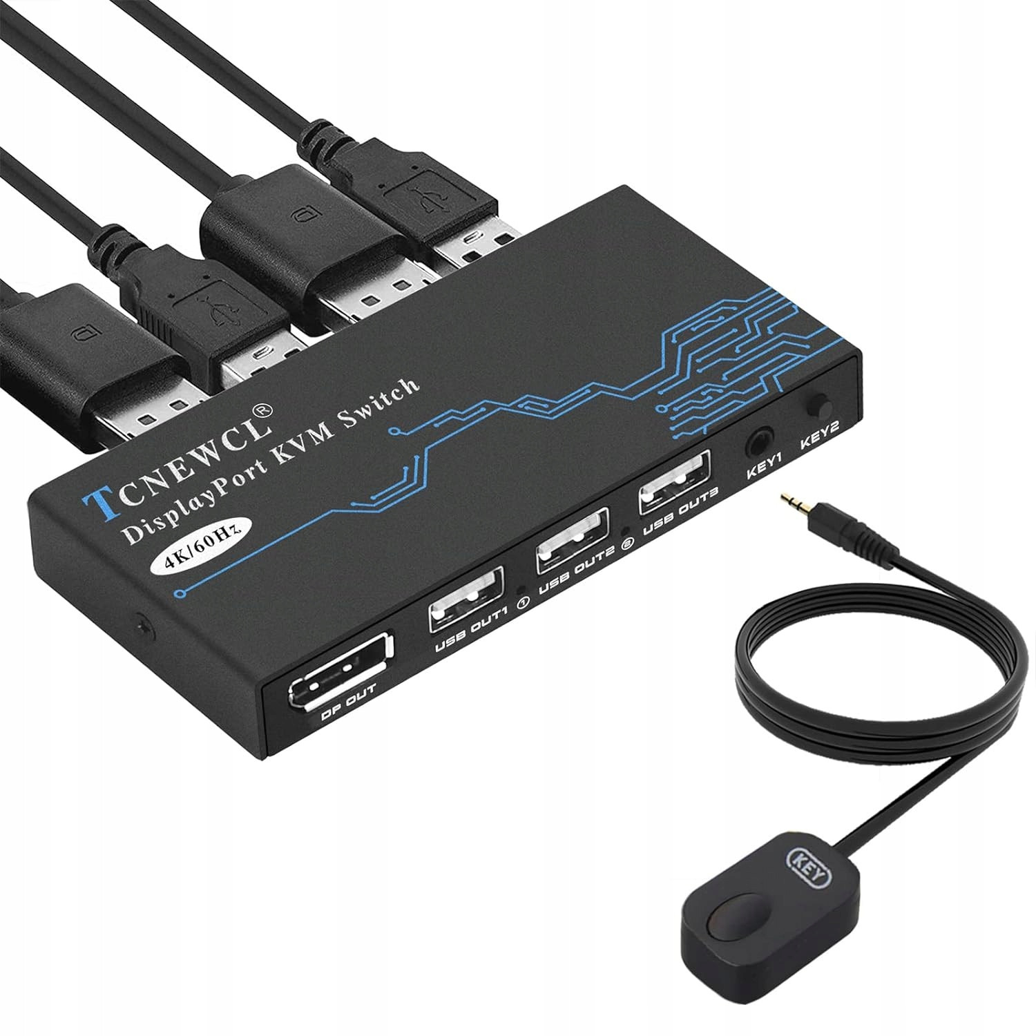 Kvm DisplayPort Switch 2xDP In 2xUSB In 1xDP Out 3xUSB Out