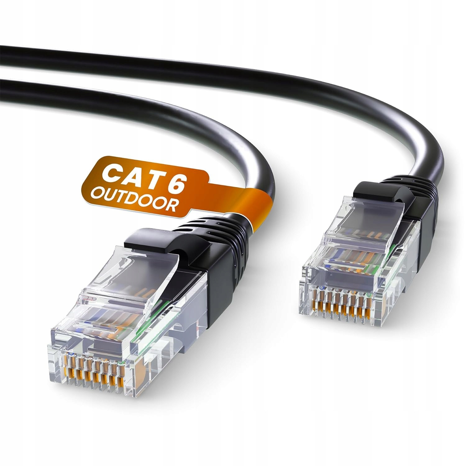 Ethernetový síťový kabel pro venkovní použití, odolný, černý, 50 mb