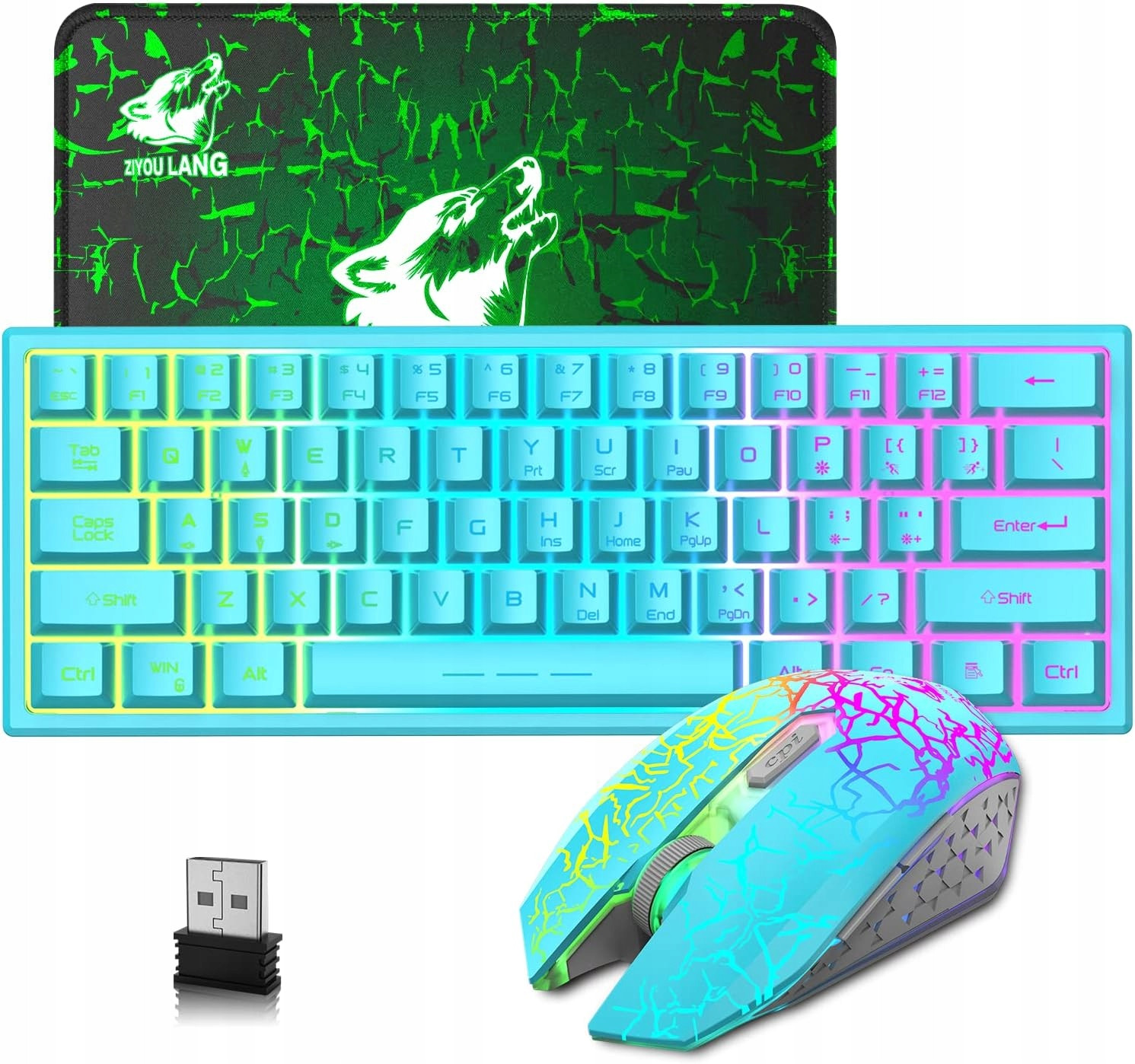 Bezdrátová herní klávesnice a myš T87 podsvícená Mini Rgb Led