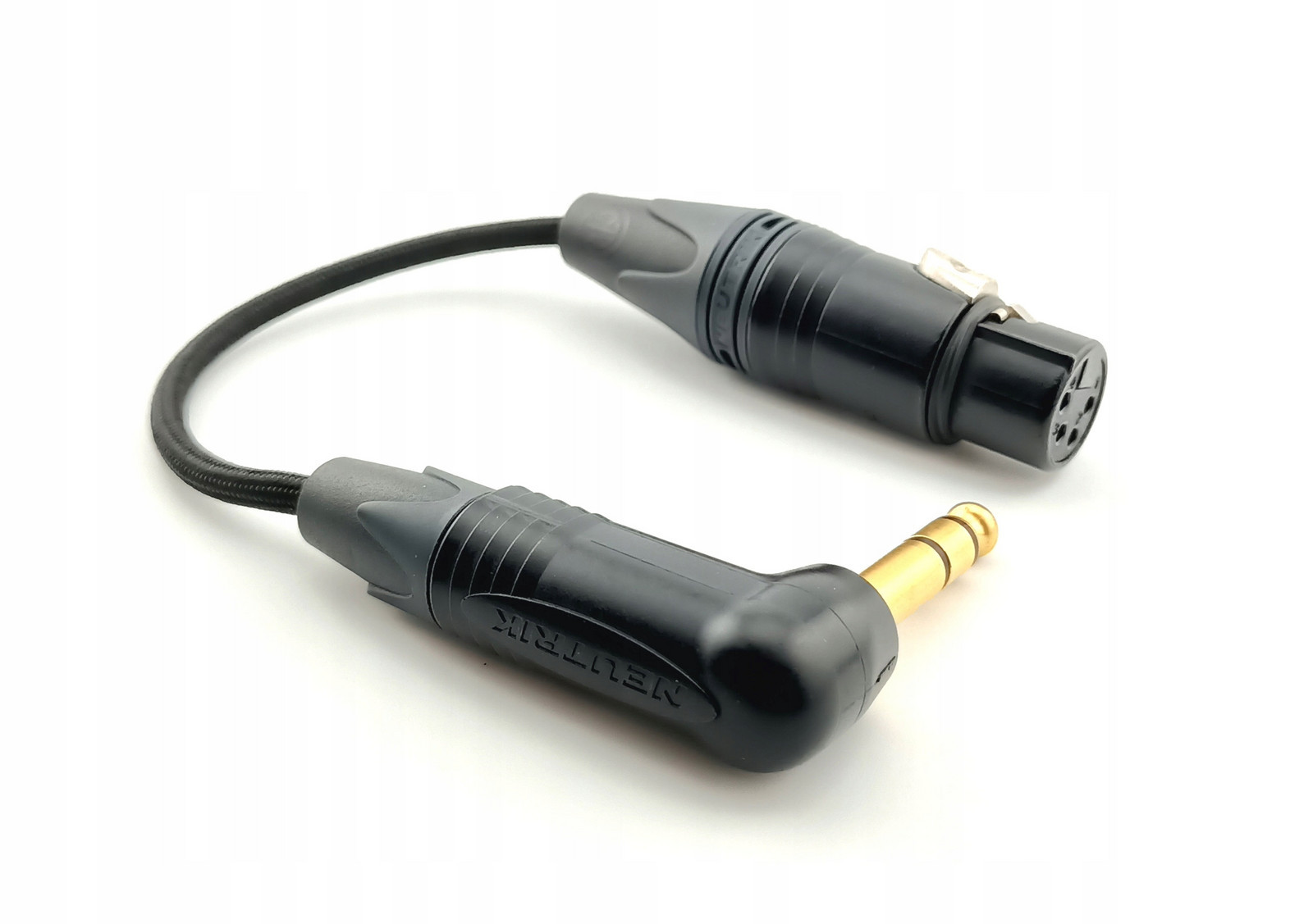 Adaptér Vyvážený Xlr zásuvka 4 Pin Jack 6,3mm úhlový, opletení, barvy