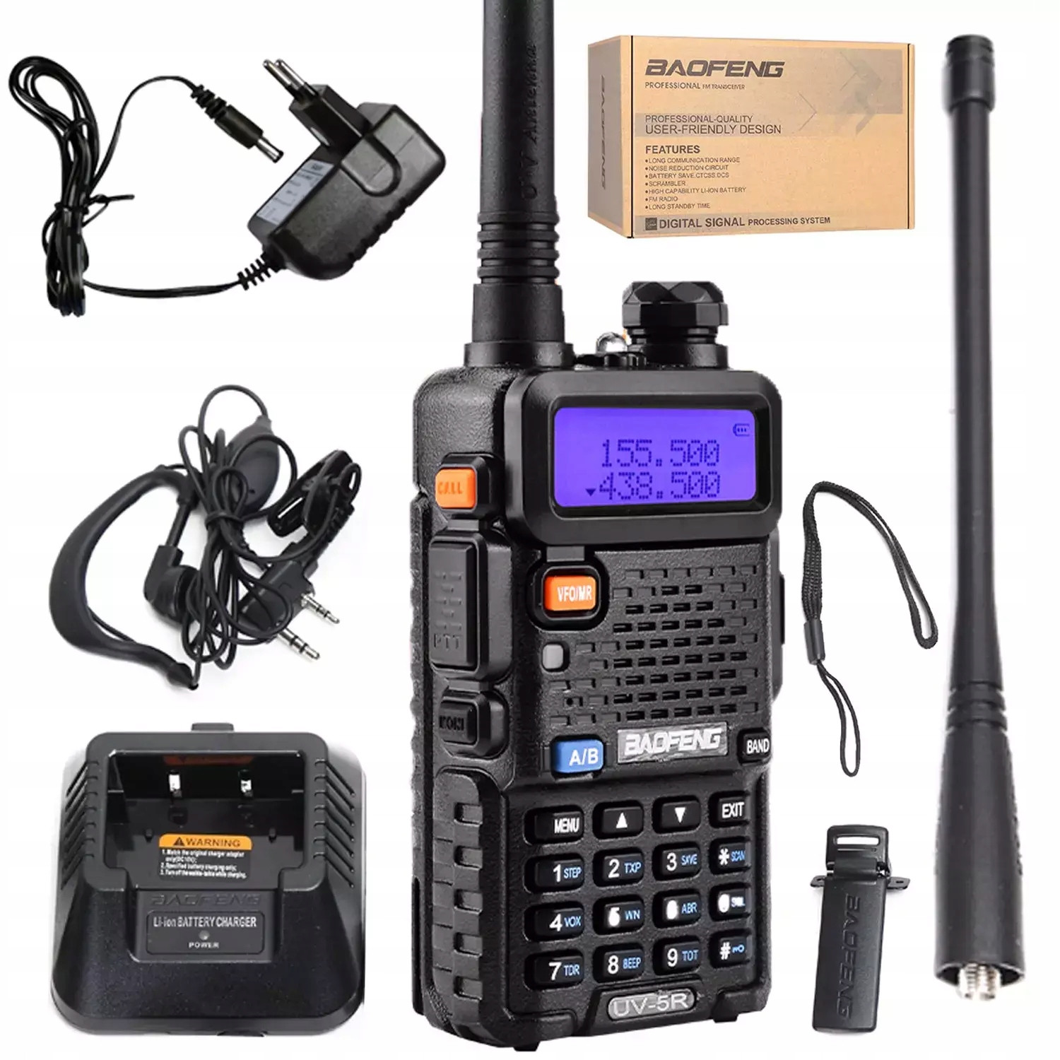 Baofeng UV-5R Vysílačka Radiotelefon Walkie Talkie Vhf Skener Uhf