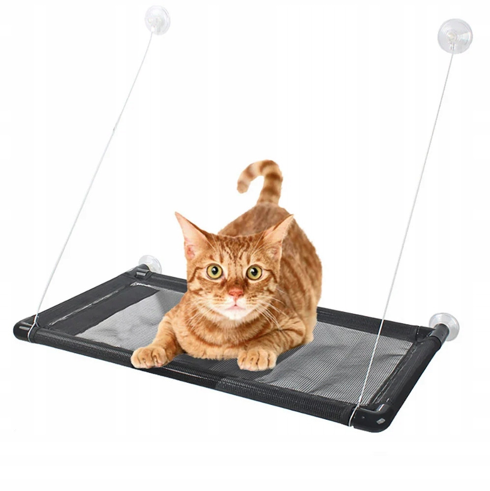 Šedá Pvc síťovaná houpací síť pro kočky s přísavkami 67 x 39,5 cm Catzar