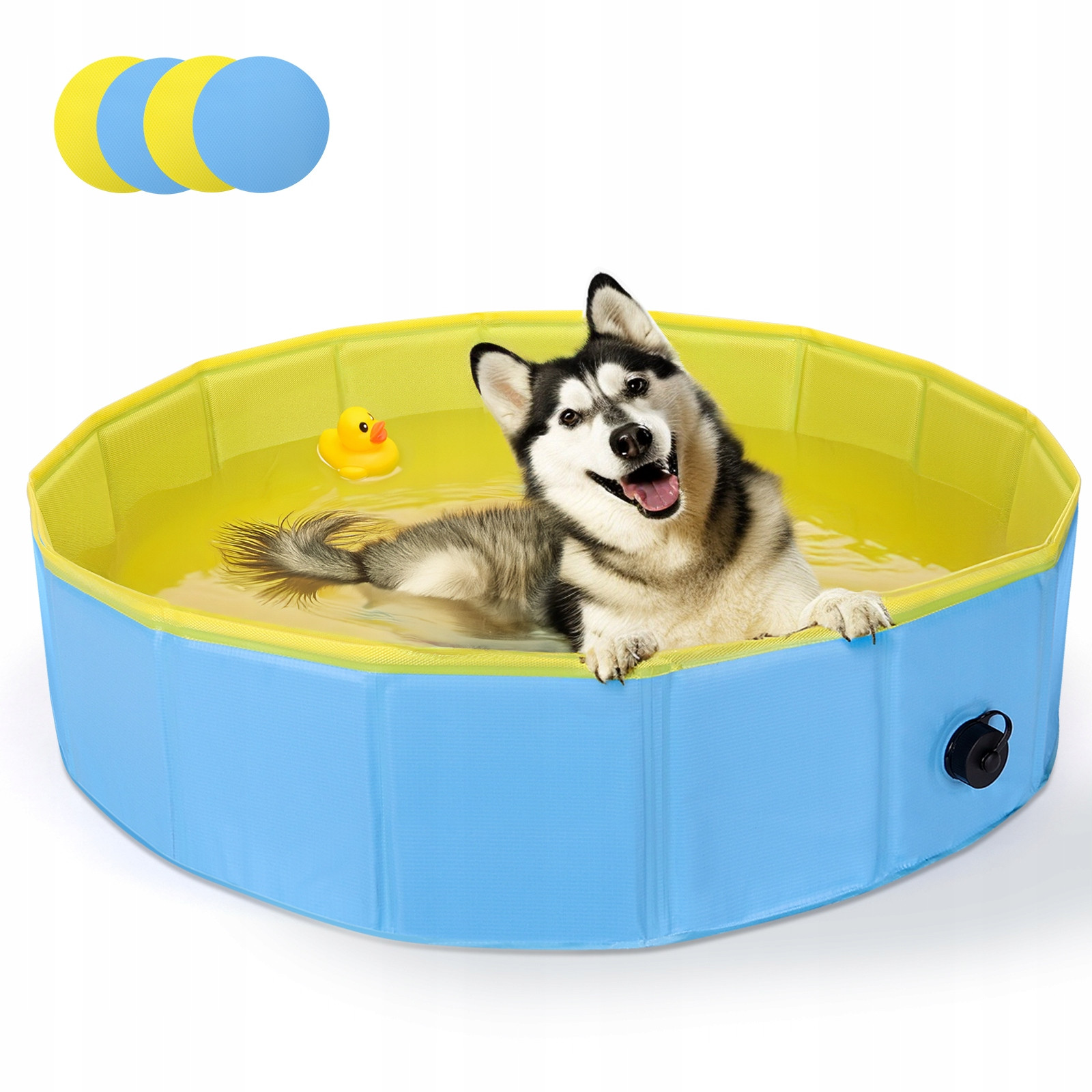 Velký Bazén Pro Psa Rozpěrný Zahradní Skládací Modrá Žlutá 160×30 L
