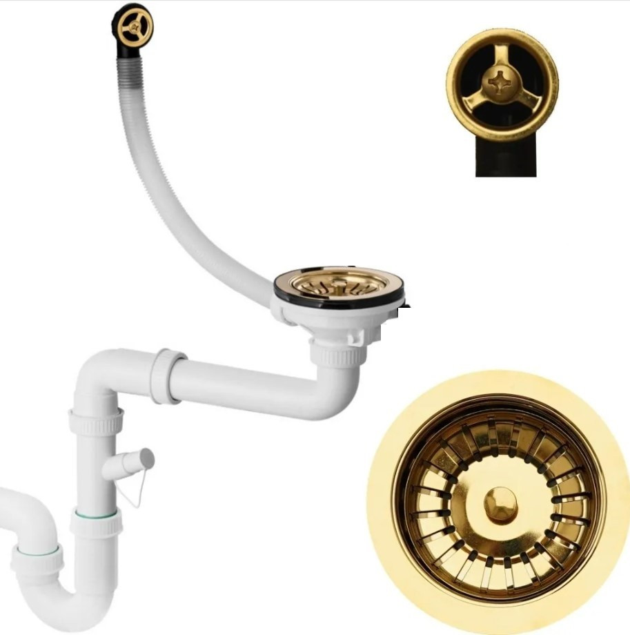 MEXEN Automatický dřezový sifon na 1 misku, zlatá 66911-50