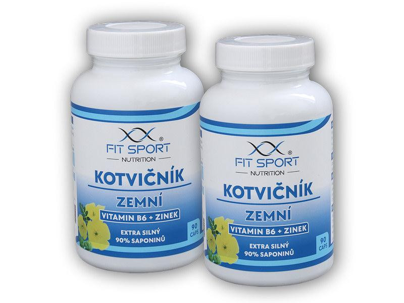 FitSport Nutrition 2x Kotvičník zemní 90% + Vitamin B6 + Zinek 90 kapslí