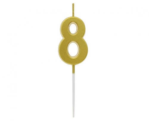 Svíčka narozeninová číslice 8 metalická zlatá 9,5 x 2,3 cm