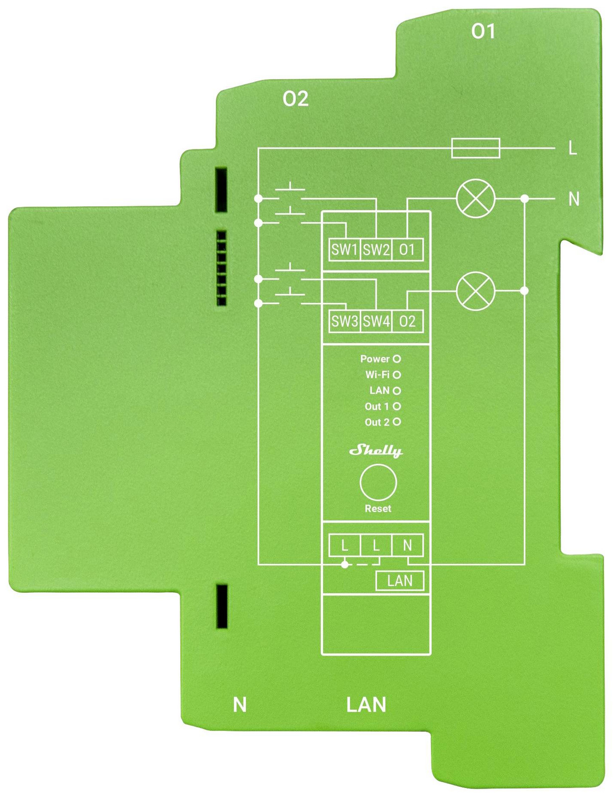 Shelly Pro Dimmer 2PM relé na DIN lištu Bluetooth, Wi-Fi