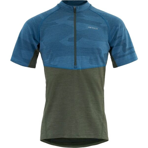 Devold STANDAL MERINO TEE ZIP NECK Pánské cyklistické triko, modrá, velikost