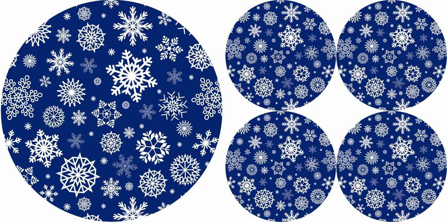 Bertoni Home Unisex's 1+4 Round Table Pads Set Snow Navy Blue