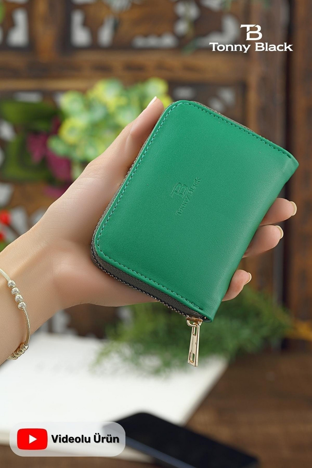 Tonny Black Original Women's Card Holder coin compartment with a zipper compartment. Comfort Model. Stylish Mini Wallet with Card Holder Green.