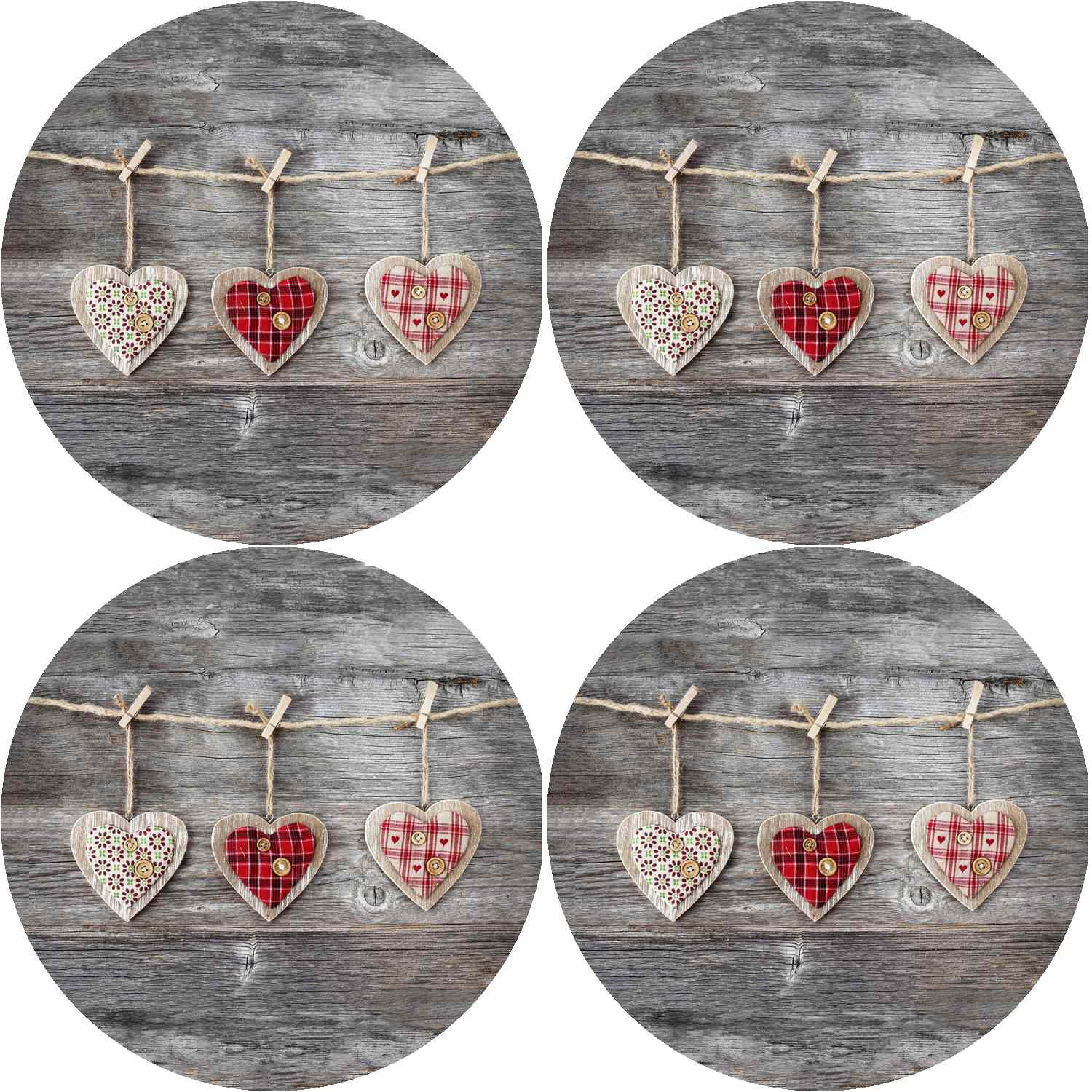 Bertoni Home Unisex's 4 Round Table Pads Set Hearts