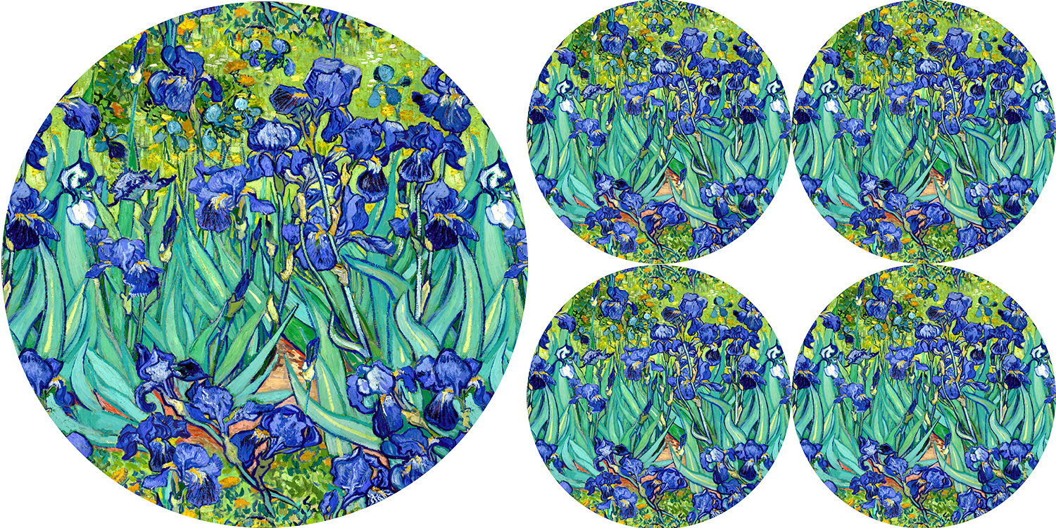 Bertoni Home Unisex's 1+4 Round Table Pads Set Irises